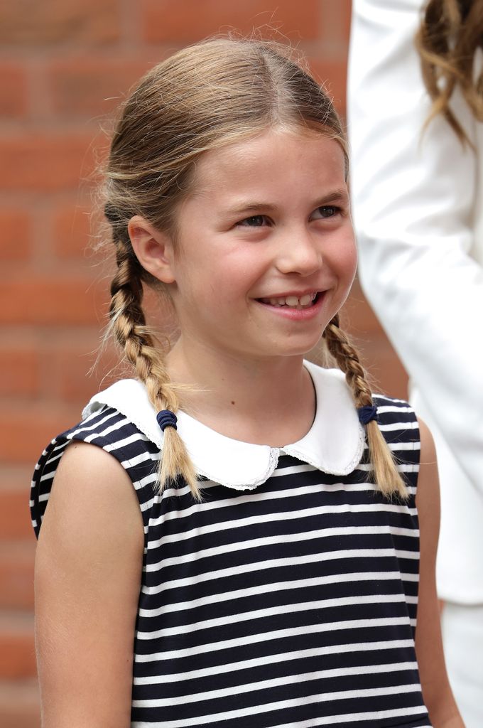 Wearing sporty pigtails for a visit to the Commonwealth Games in 2022