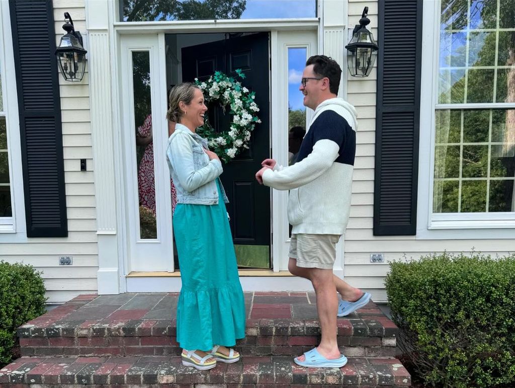 Dylan and her husband Brian Fichera recreated their proposal outside Brian's old family home 