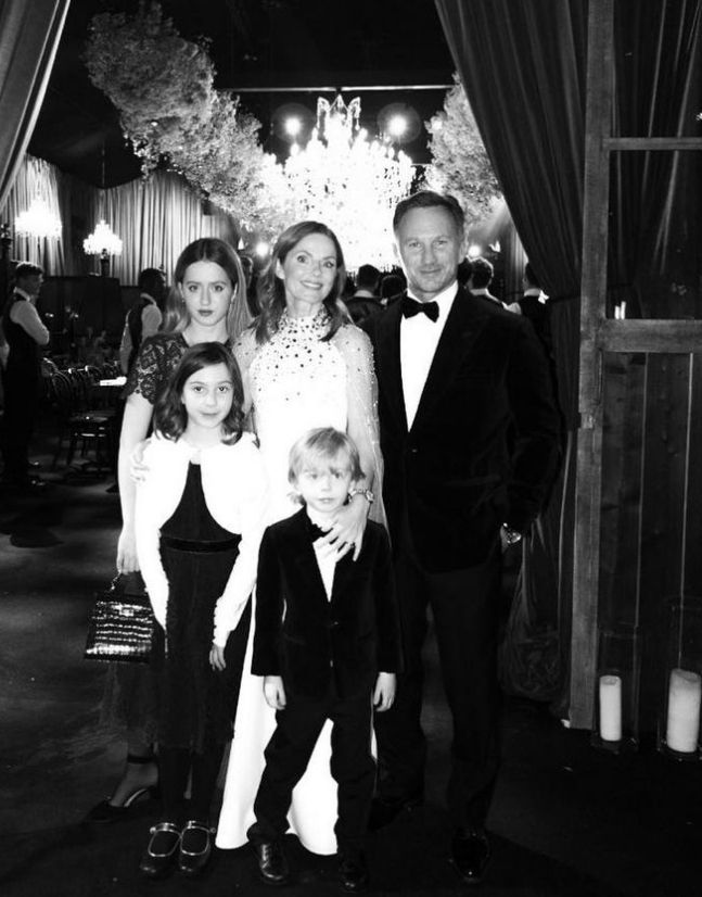 Geri Halliwell-Horner and Christian standing with the three children they share