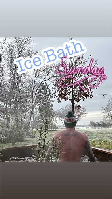 David relaxing in his ice bath
