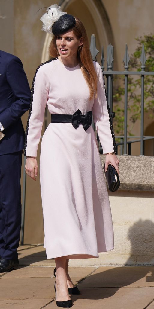 Princess Beatrice of York leaves after attending the Easter Mattins Service at St. George's Chapel, Windsor Castle on April 9, 2023. 