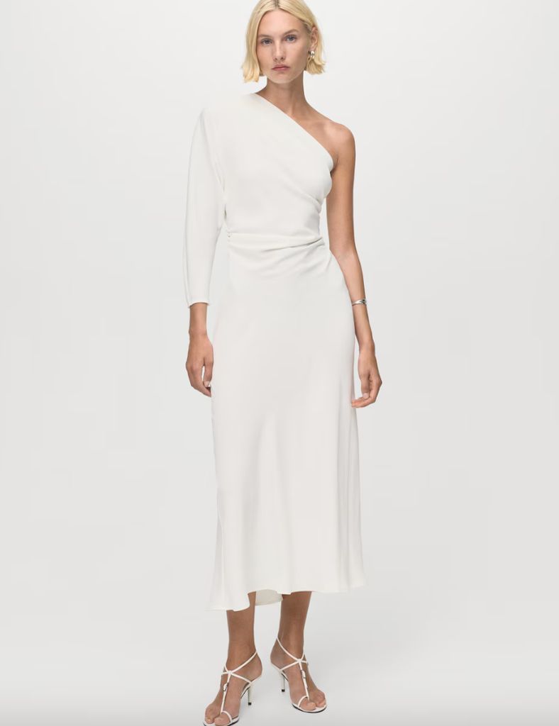 Mango white one-shouldered dress
