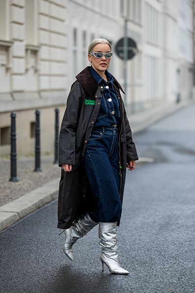 Woman Wearing Dark Denim Jeans With Futuristic Accessories