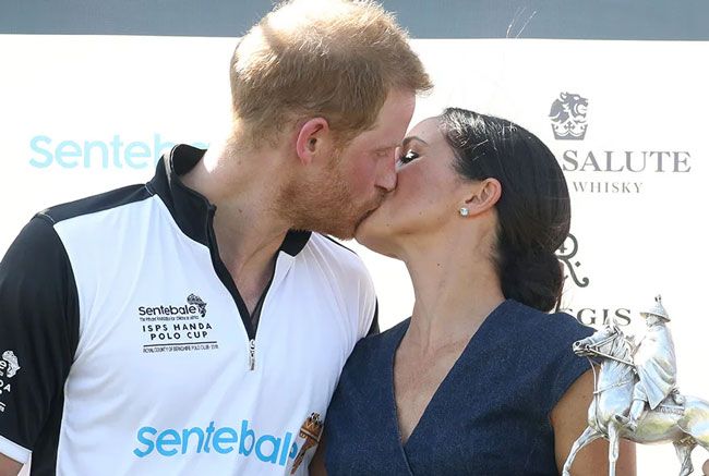 Harry and Meghan kiss at the polo in 2018