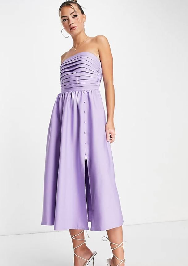 lilac strapless dress asos 
