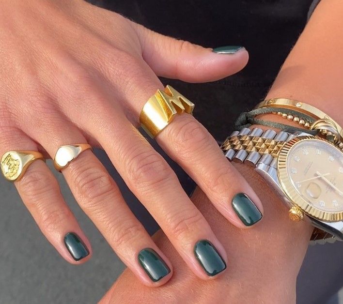 Forest green is a subtle yet festive look