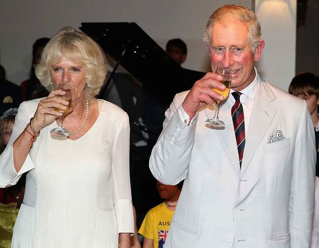 Prince Charles and Camilla toasting in Sri Lanka in 2013