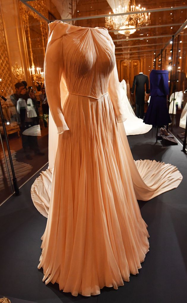 The evening reception dress worn by Princess Eugenie  on display at Windsor Castle