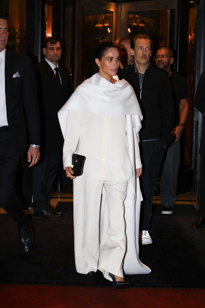 BGUK_3375105 - Paris, FRANCE  Meghan Markle was seen leaving her hotel on her way to the Balenciaga show during Paris Fashion Week