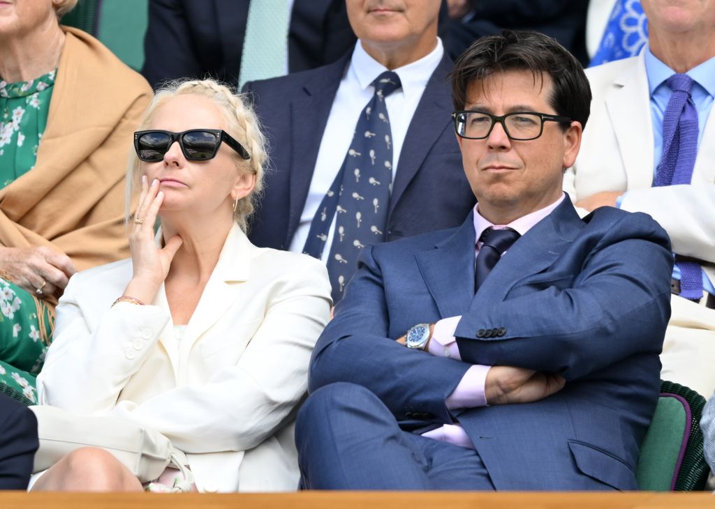  Kitty McIntyre and Michael McIntyre attend day eight of the Wimbledon Tennis Championships at the All England Lawn Tennis and Croquet Club on July 07, 2025 in London
