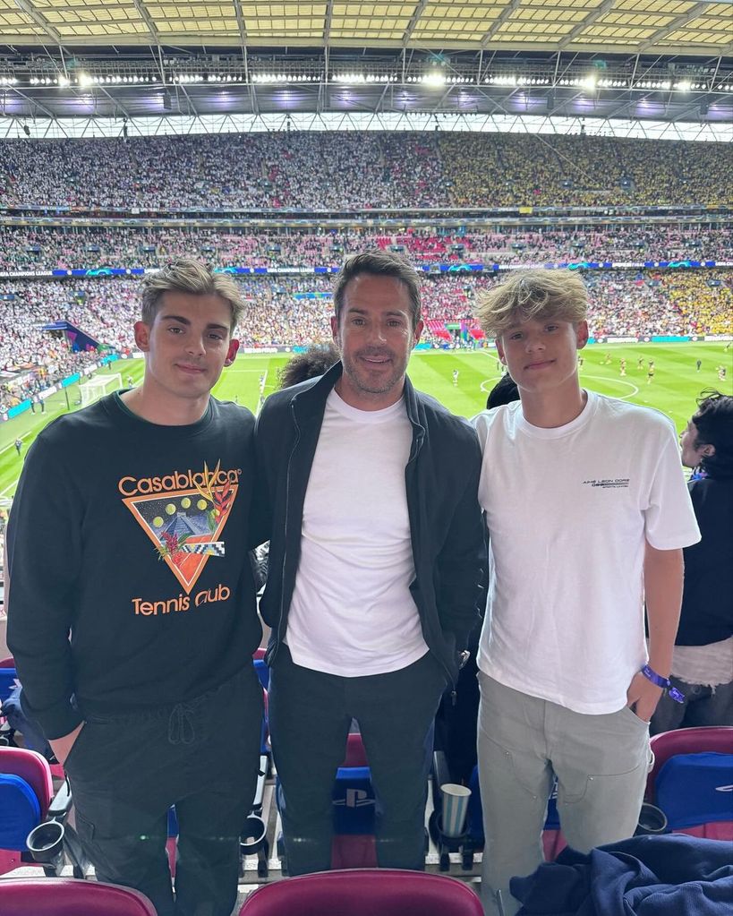 Jamie Redknapp and his sons at football