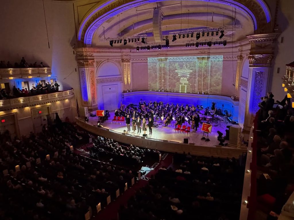 A photo of a performance of "The Great War & The Great Gatsby" at Carnegie Hall captured by Tim McGraw, shared on Instagram