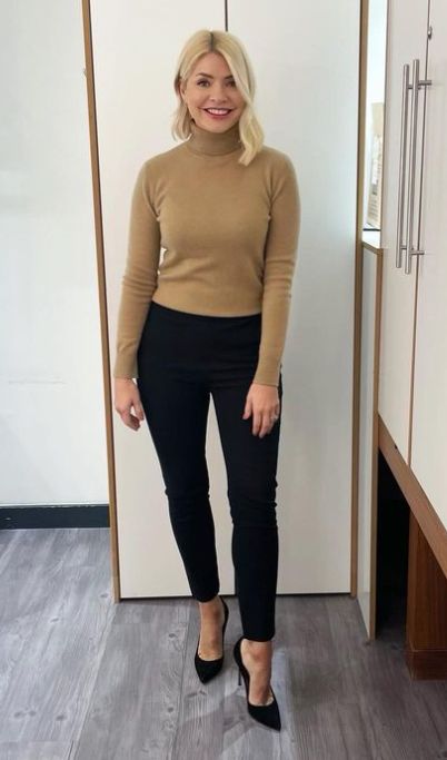 holly willoughby wearing black trousers