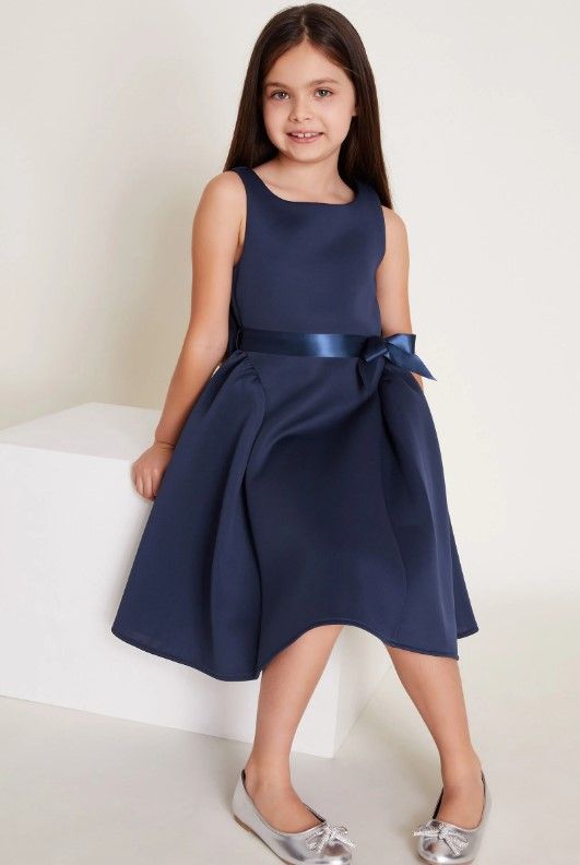 Molly Scuba Bow Bridesmaid Dress Blue, Monsoon