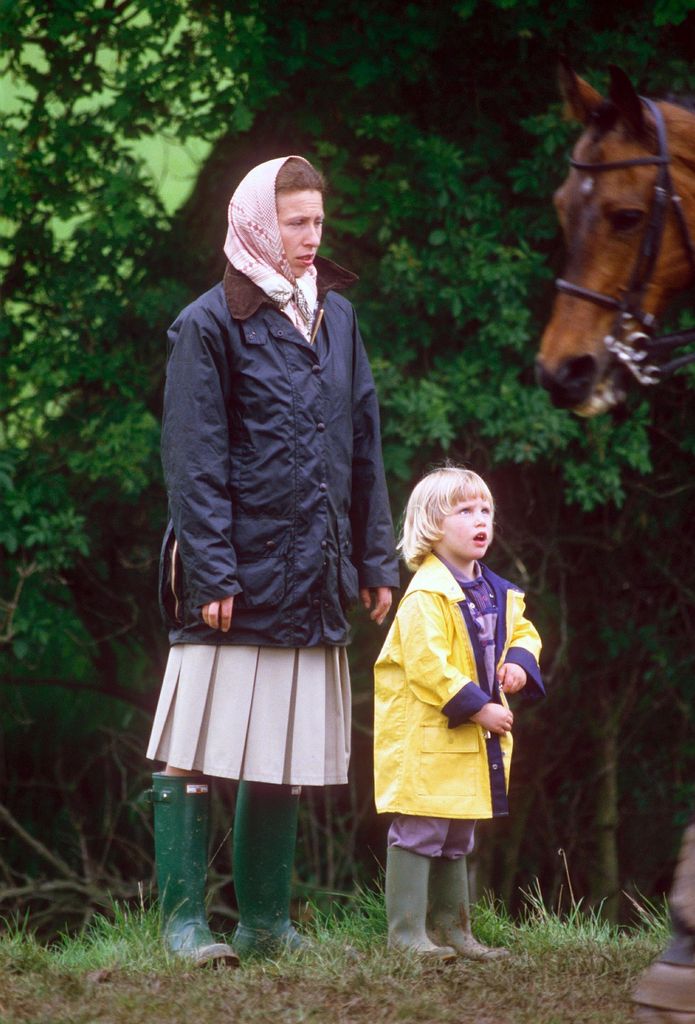 Princess Anne and Zara wear Wellington boots at the Royal Windsor Horse Show in 1985