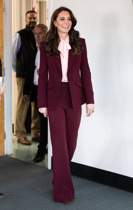 Kate Middleton in burgundy suit