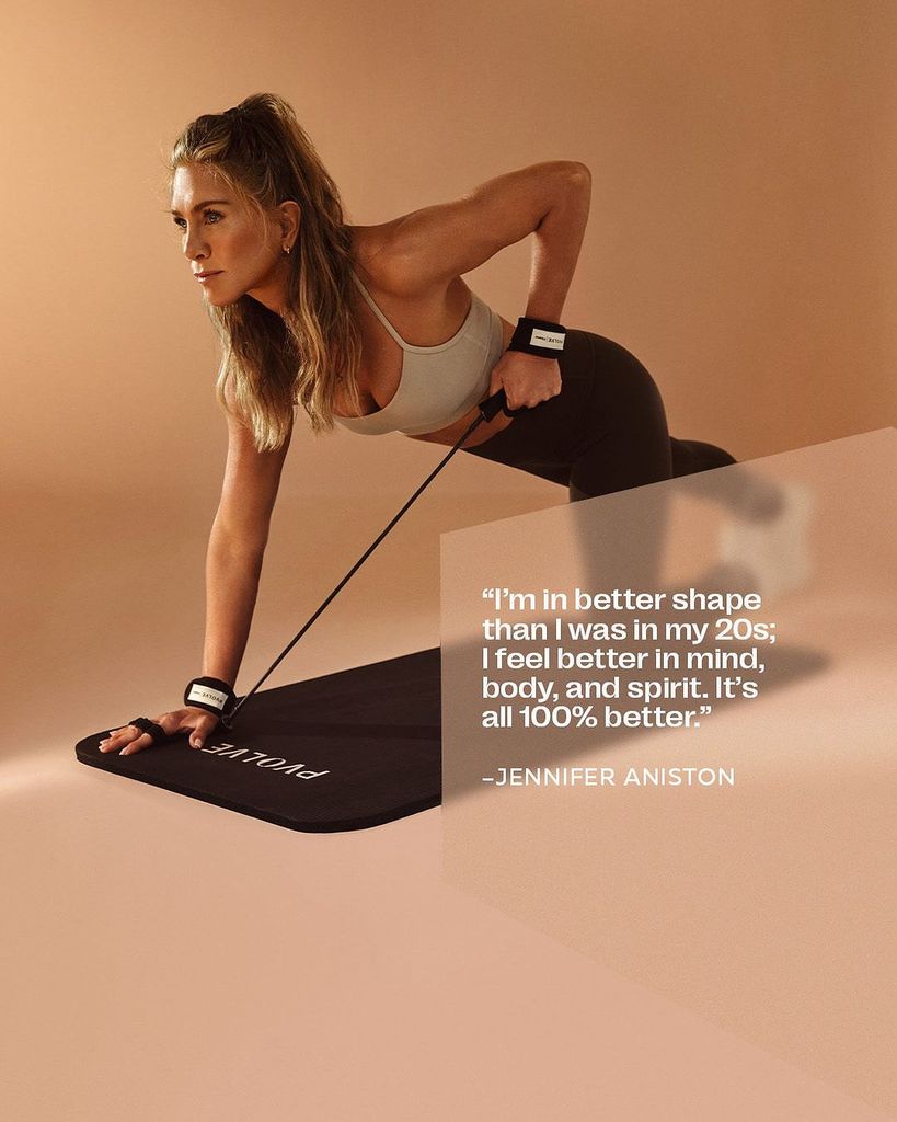 Jennifer Aniston works out with Pvolve