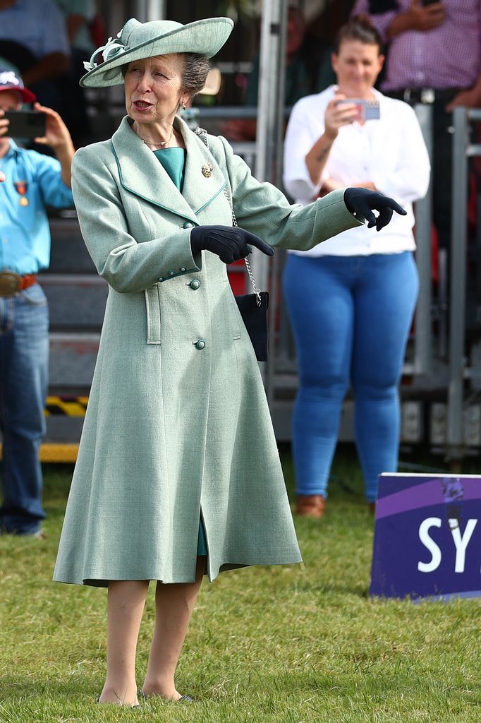 Princess Anne in duckegg blue coat dress and hat
