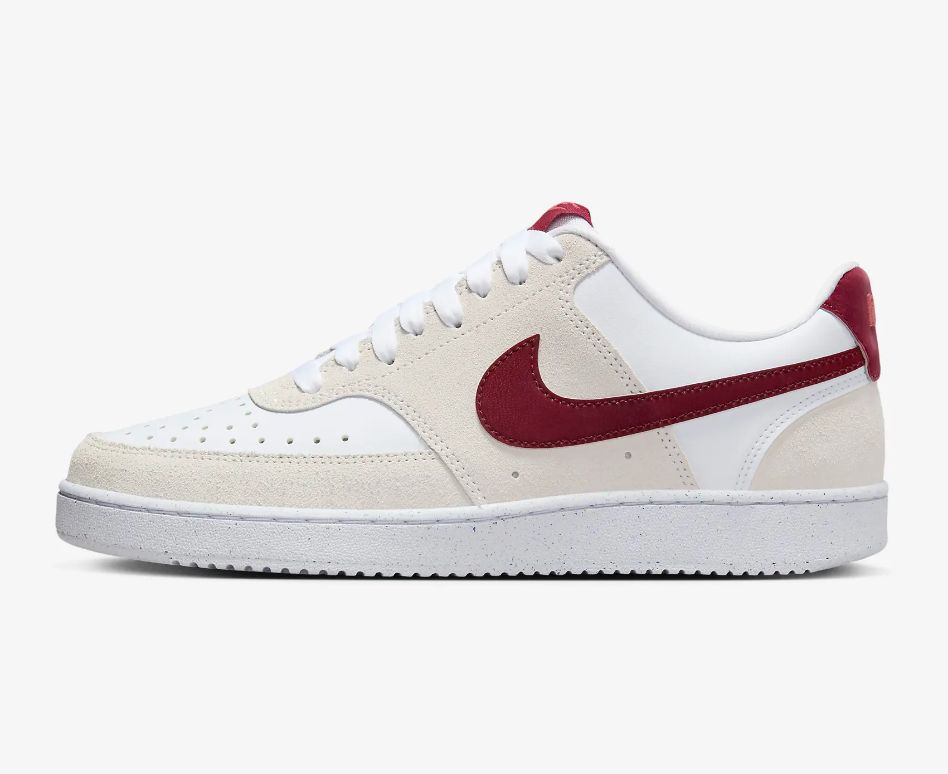 Nike Court Vision Low In White And Dragon Red