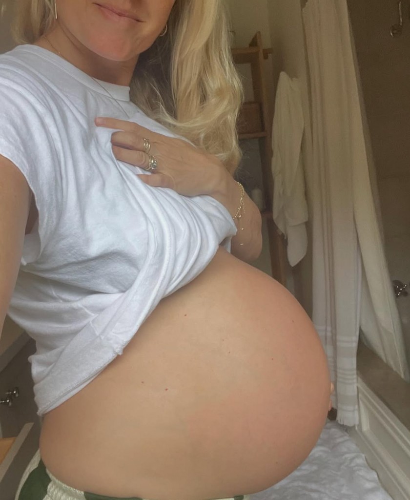 Photo shared by Eric Christian Olsen's wife Sarah Wright highlighting her growing bump as she expects the couple's fourth child