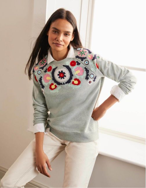 kate middleton style embroidered sweatshirt