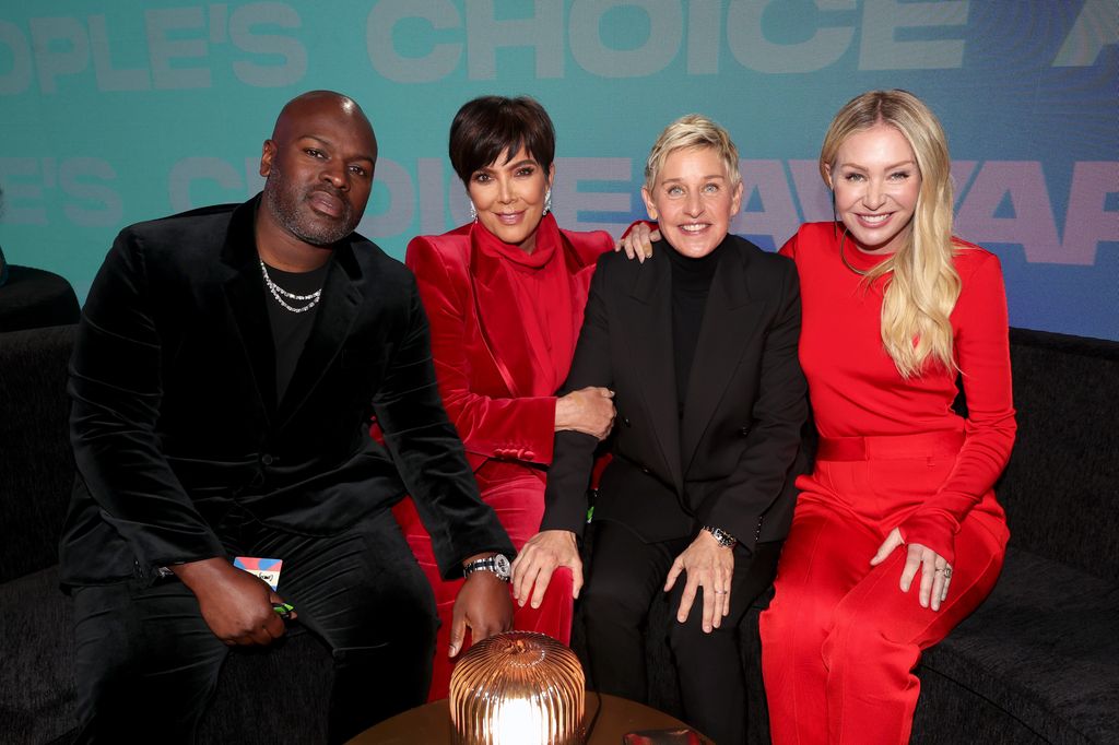 Kris Jenner with boyfriend Corey Gamble and Ellen DeGeneres with her wife Portia De Rossi
