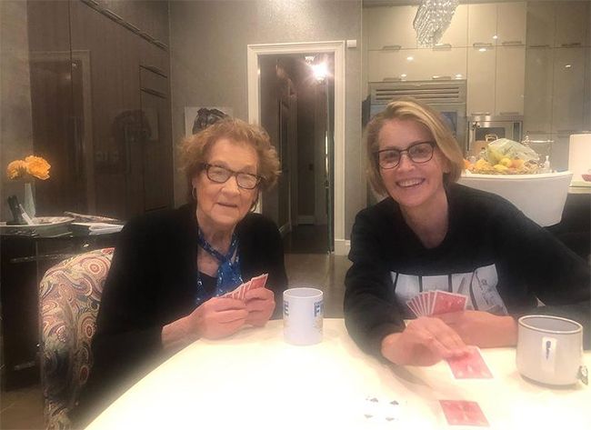 sharon stone and mother playing cards