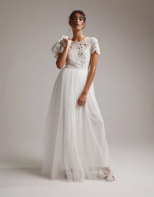 Asos Design Isabelle sequin cutwork bodice maxi wedding dress