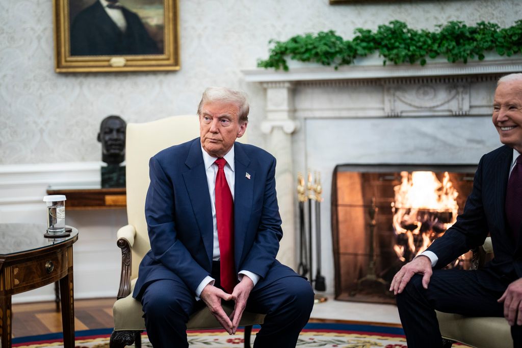 President Joe Biden meets with President-elect Donald Trump in the Oval Office of the White House in Washington, DC on Wednesday, Nov. 13, 2024.