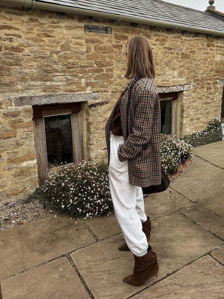 Katie put a 2025 spin on the joggers and boots combo