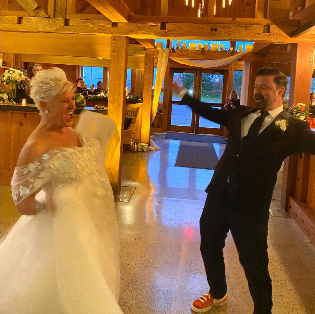 Photo shared by Food Network star Alex Guarnaschelli from Anne Burrell's 2021 wedding to Stuart Claxton