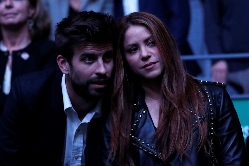 Gerard Pique and Colombian singer Shakira attend the closing ceremony of the 2019 Davis Cup Final at La Caja Magica on November 24, 2019 in Madrid, Spain.