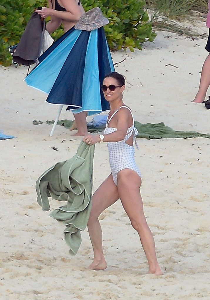 Pippa was seen enjoying the Caribbean sun with her husband James and their children on a public beach