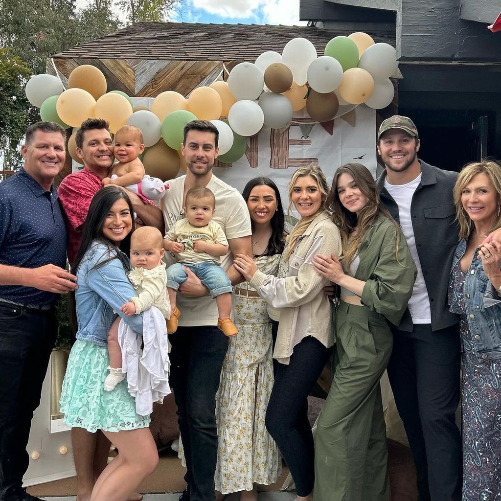 Josh Allen (second right) and Hailee Steinfeld (third right) with his family