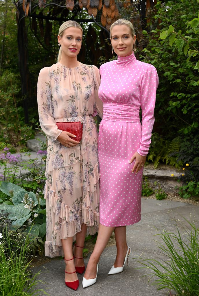 Lady Amelia and Eliza Spencer wearing printed dresses at the Chelsea Flower Show 