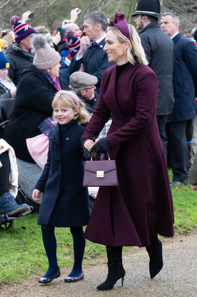 Zara Tindall and daughter Lena looked in happy spirits attending the service with other royal family members 