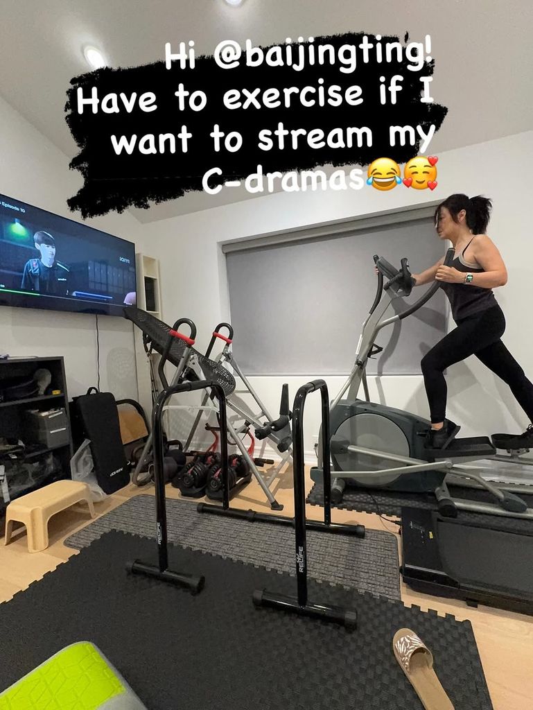 Ming-Na watched C-ramas as she works out