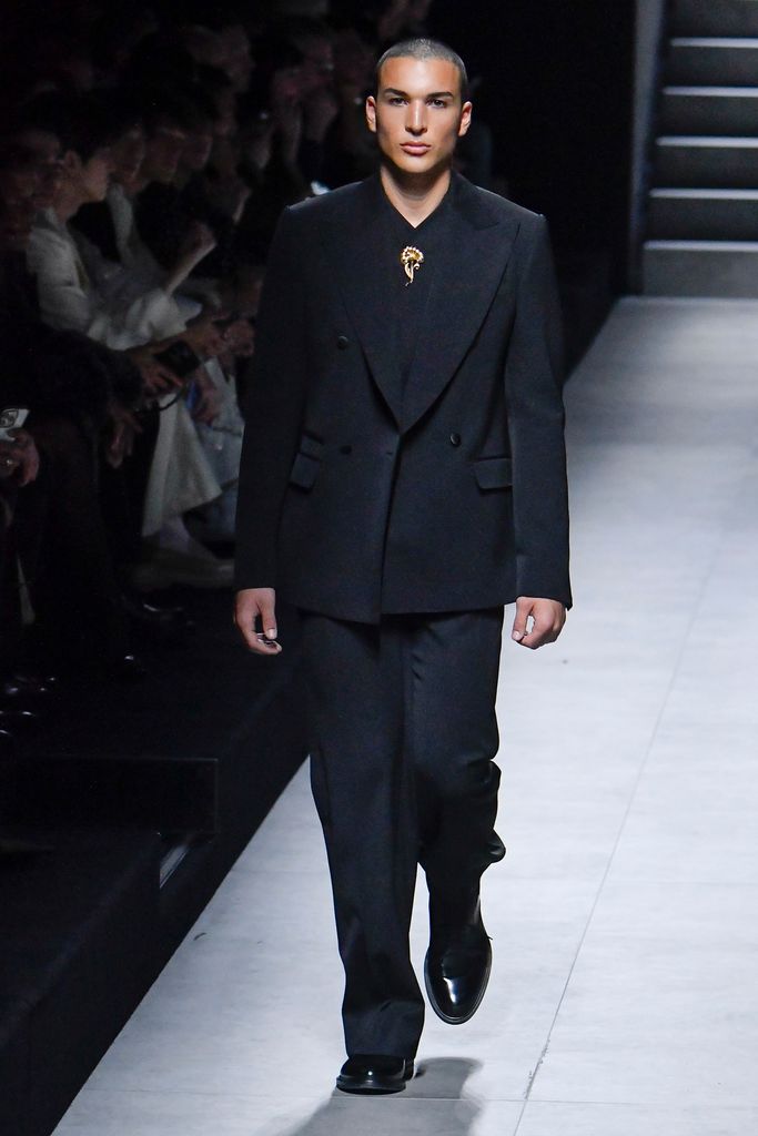 Nikko González, son of Lauren Sánchez, fiancée of Jeff Bezos, walks the runway during the Dolce & Gabbana Ready to Wear Fall/Winter 2024-2025 fashion show as part of the Milan Men Fashion Week on January 13, 2024 in Milan, Italy