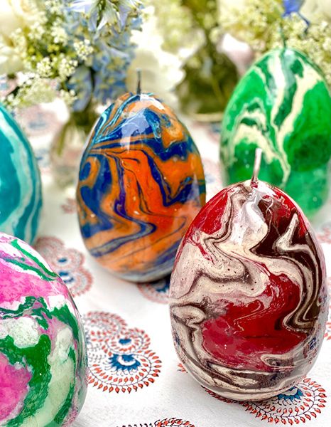 Marbled egg candles