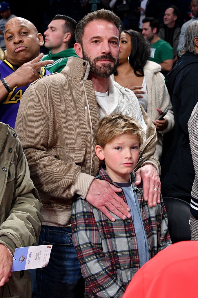 Ben Affleck with his son Samuel at an NBA game