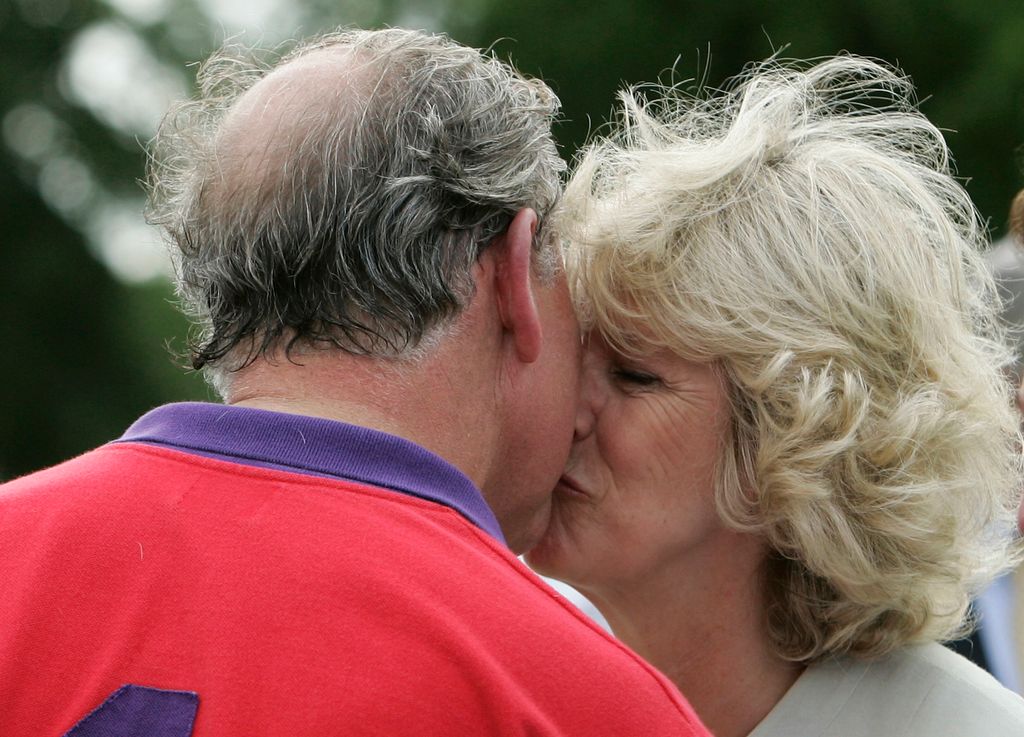Prince Charles kisses his wife after polo at Cirencester in 2005