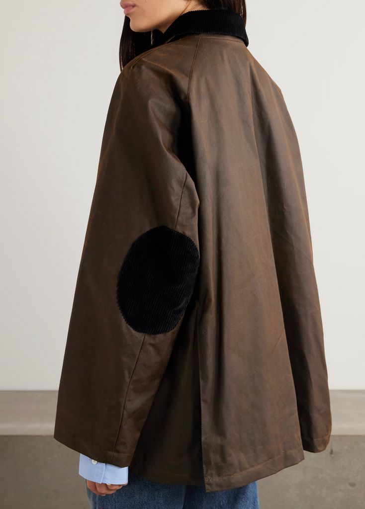 Toteme Oversized Corduroy-Trimmed Waxed Organic Cotton Jacket