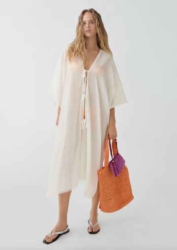 Mango  Semi-transparent kaftan with bows