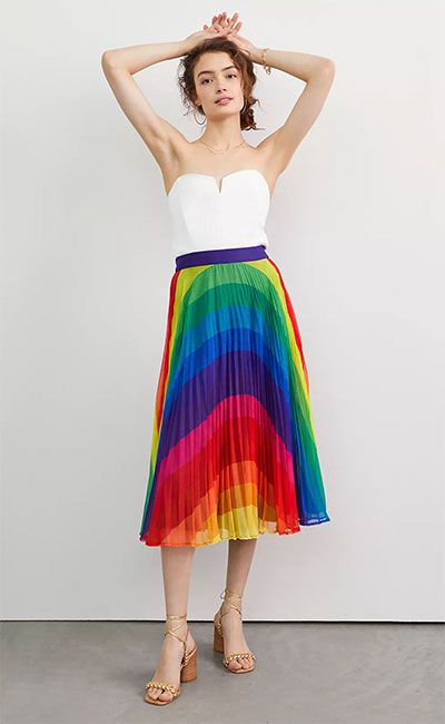 This stunning Boden rainbow stripe skirt is brightening our day