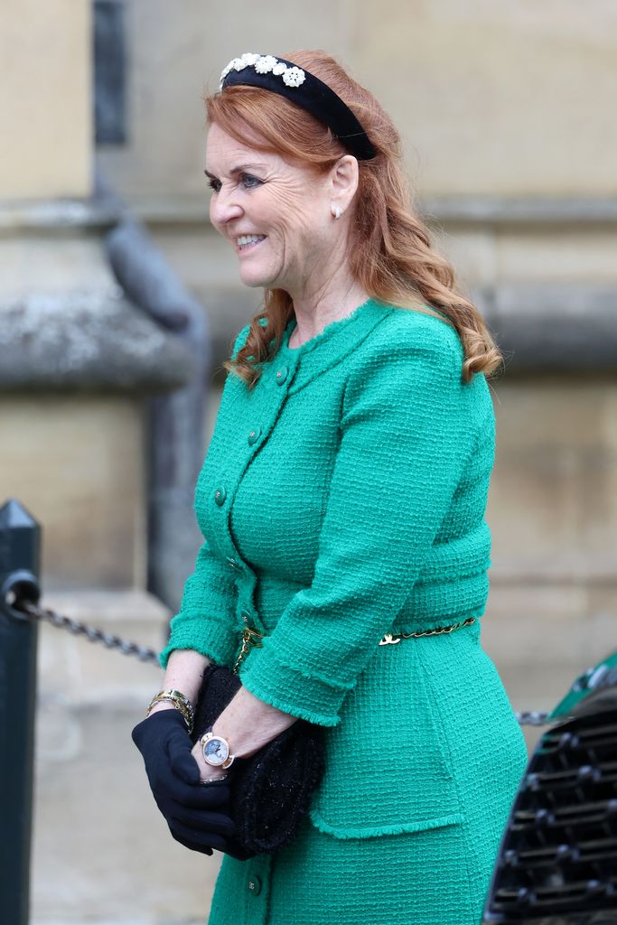 royal woman wearing vibrant green coat dress 