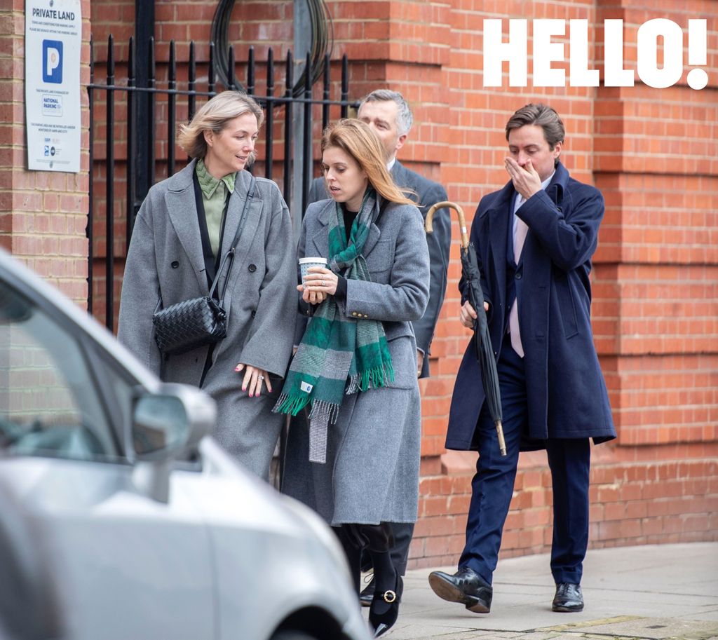 Edoardo Mapelli Mozzi coughing as he follows Princess Beatrice