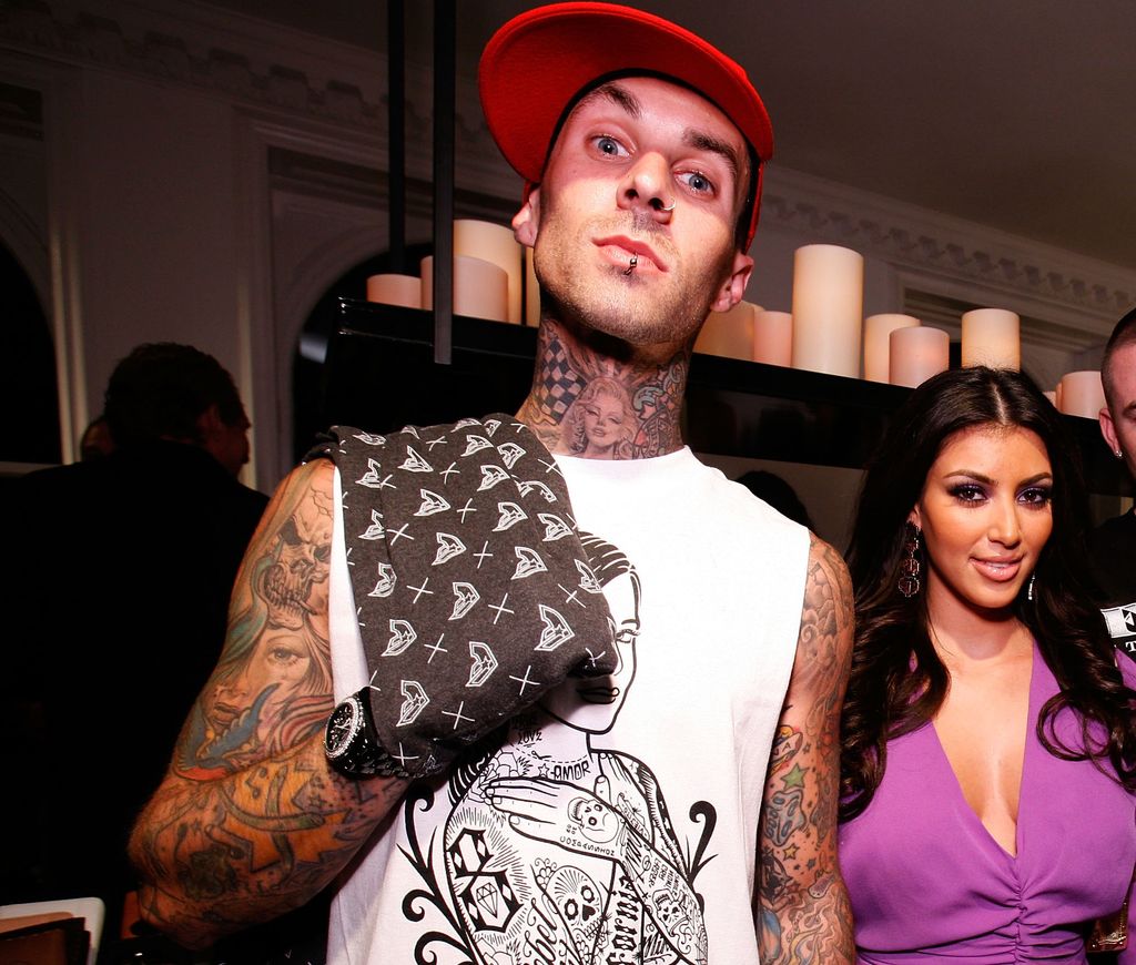 Travis Barker and Kim Kardashian attend the LA Stars kick off event hosted by Baron Davis and Paul Pierce sponsored by FENDI at the Beverly Wilshire on August 3, 2007 in Beverly Hills, California