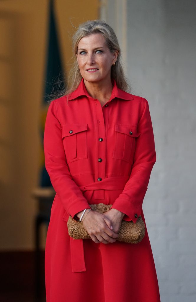 Duchess sophie in red shirt dress 