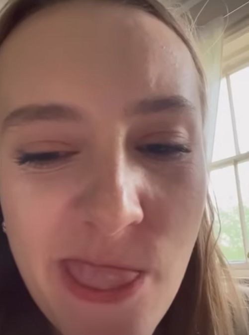 Rose Ayling Ellis attempting to use her tongue to get food out of her mouth