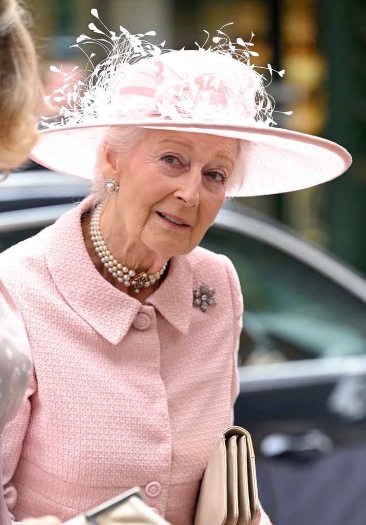 Princess Alexandra wearing pink outfit at Flora Vesterberg's wedding